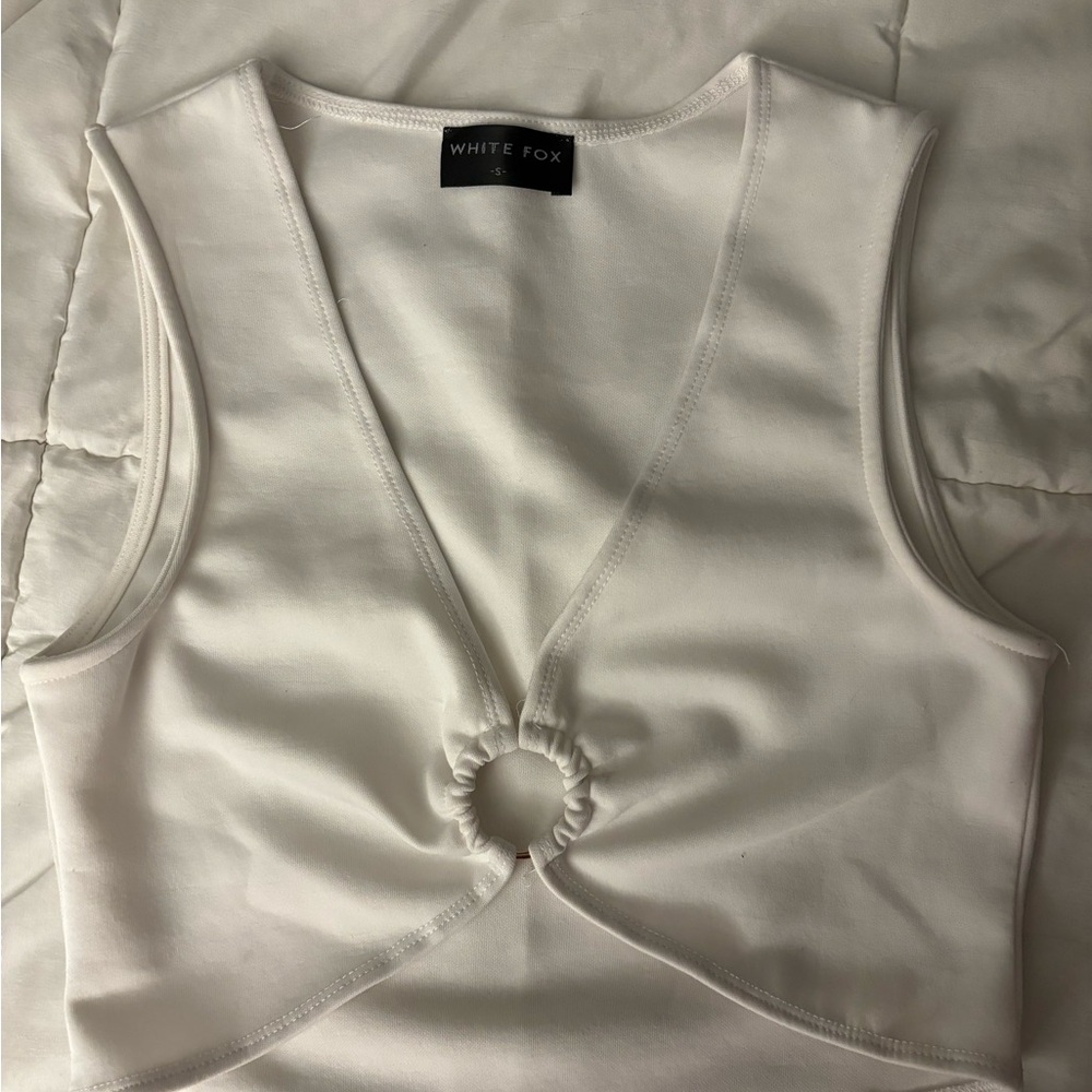 White fox crop top